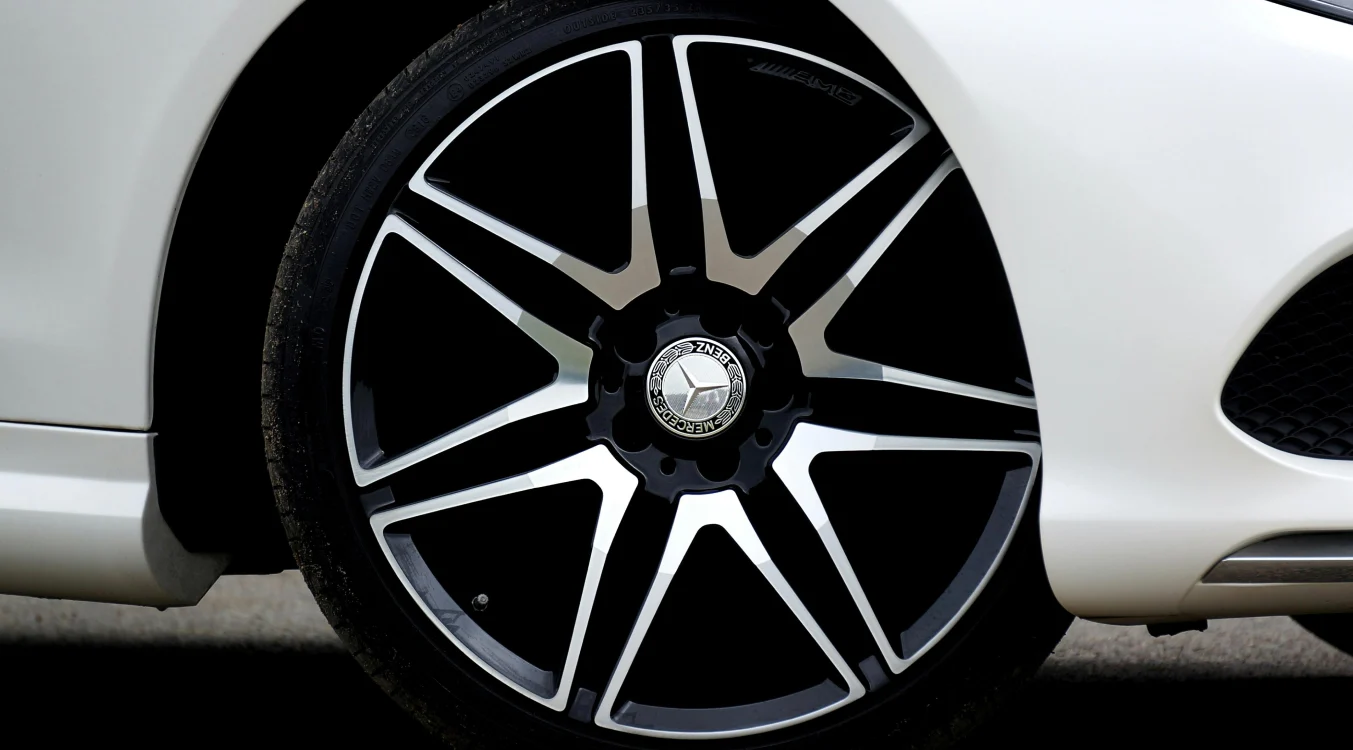 Stylish Mercedes-Benz alloy wheel close-up at CW Performance in Apex, NC