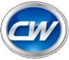 Blue oval logo with CW initials