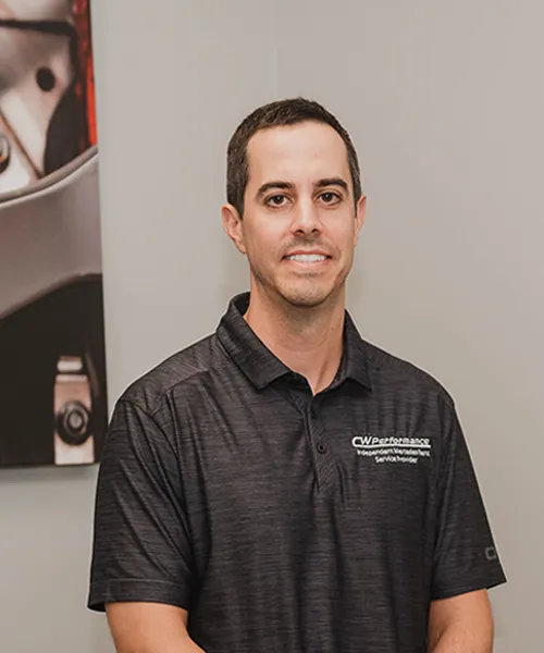 Man in a black polo shirt