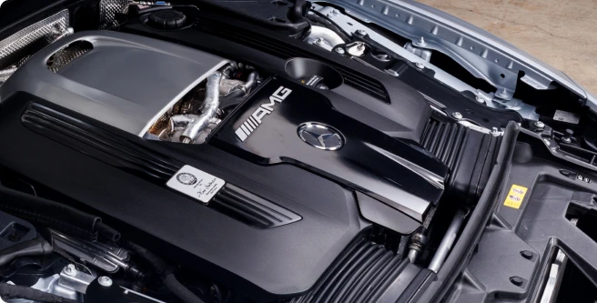 High-performance Mercedes AMG engine compartment