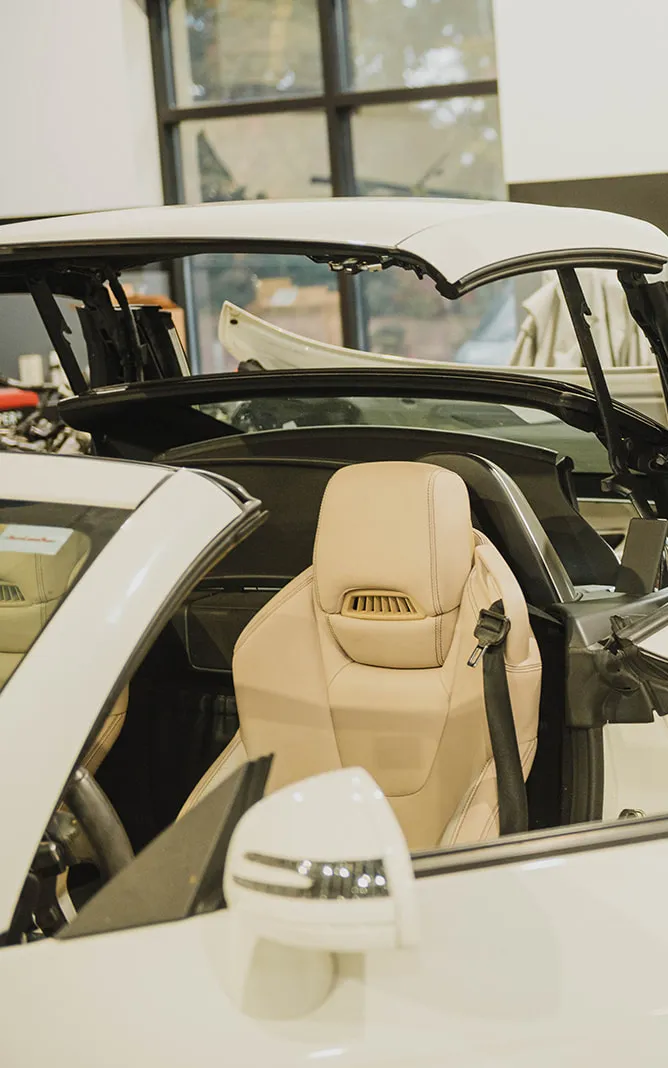 Interior of a convertible sports car